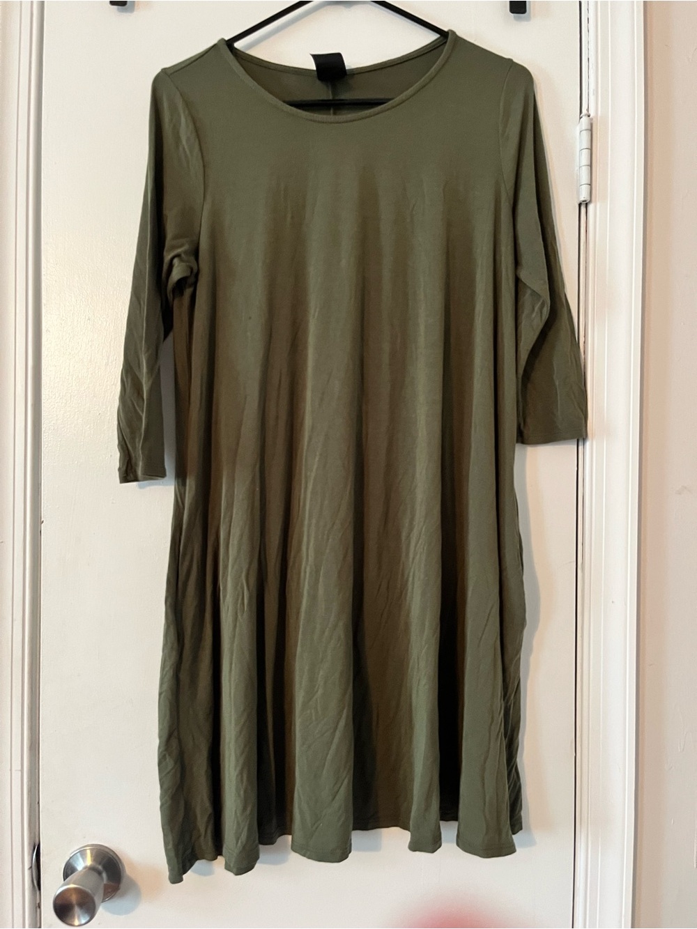 Agnes & Dora Olive Green Swing Dress Women’s Medium 3/4 Sleeve Casual